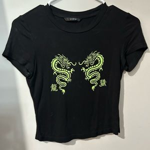 SHEIN dragon crop top | Size xs | Black & Green